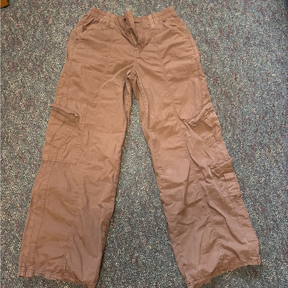 BDG Brown Cargo Pants with Elastic Waistband